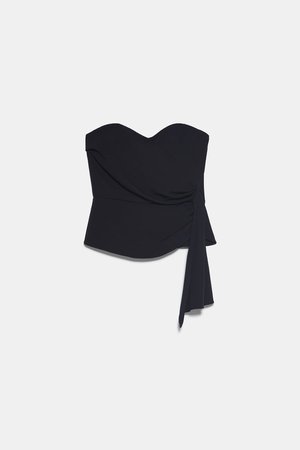 CROPPED RUCHED TOP - NEW IN-WOMAN | ZARA United States black