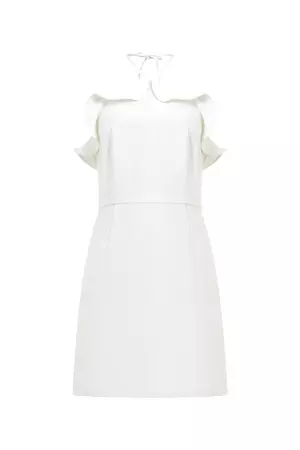 Whisper Ruth Ruffle Halter Neck Dress Summer White | French Connection US