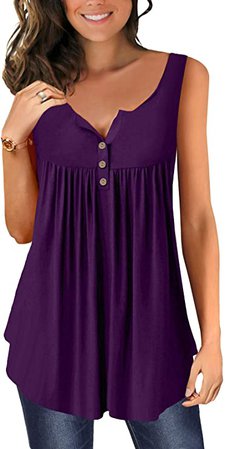 Purple Flowing Tank Top with Buttons