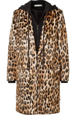 Alice + Olivia | Kylie leopard-print faux fur and cotton-jersey coat | NET-A-PORTER.COM
