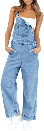Amazon.com: imesrun Women's Summer Denim Overalls Casual Vintage Wide Leg Work Jeans Bib Jumpsuits : Clothing, Shoes & Jewelry