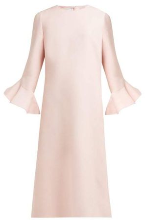 Fluted Wool And Silk Bend Midi Dress - Womens - Pink