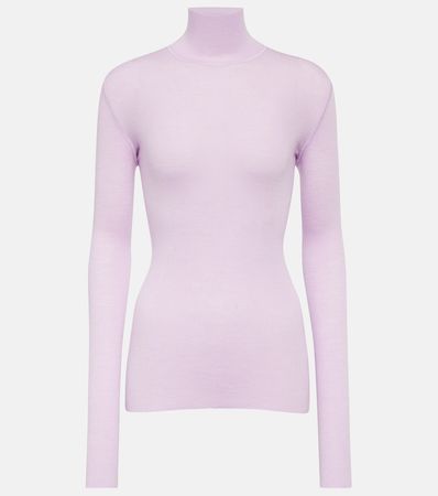 Wool Turtleneck Top in Purple - Bottega Veneta | Mytheresa