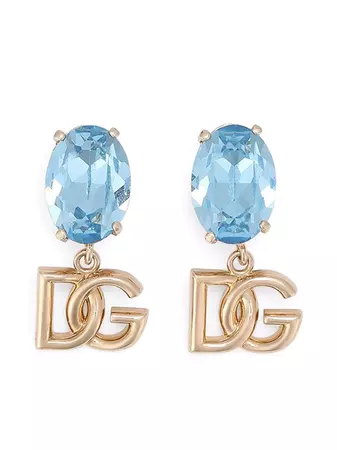 Shop Dolce & Gabbana logo drop glass earrings with Express Delivery - FARFETCH