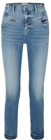 Retro V Yoke High-rise Straight-leg Jeans - Mid denim