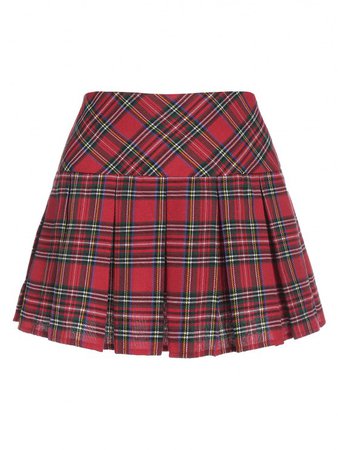 [28% OFF] 2020 ZAFUL Plaid Pleated Mini Skirt In RED | ZAFUL