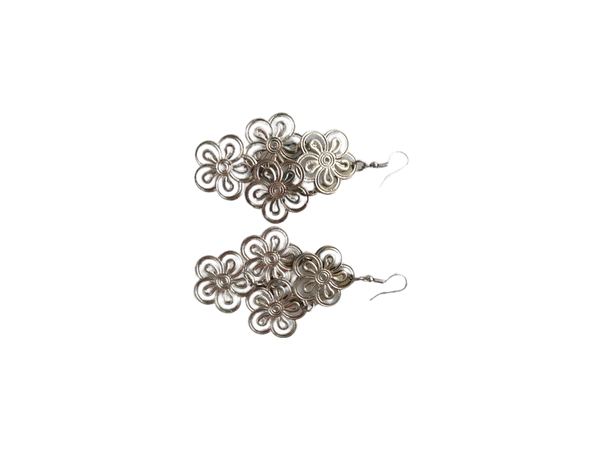 flowers silver earrings