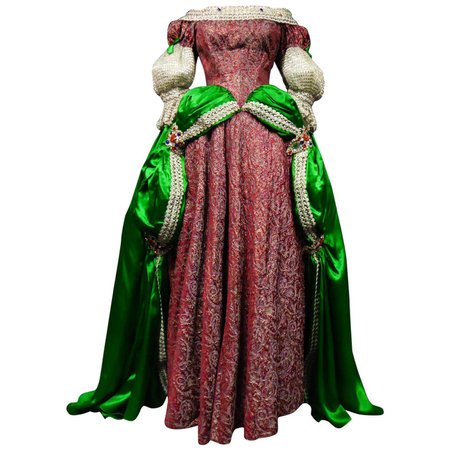 A Jeanne Lanvin Satin and Silver Lamé Historical Fancy Court Dress