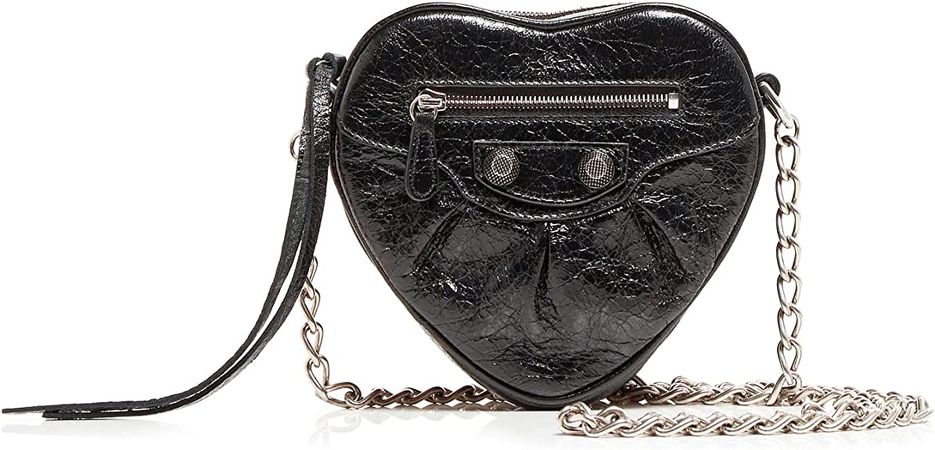 Cross Body Bag Black Crossbody Purse for Women Heart Mini Bag metallized in silver: Handbags: Amazon.com
