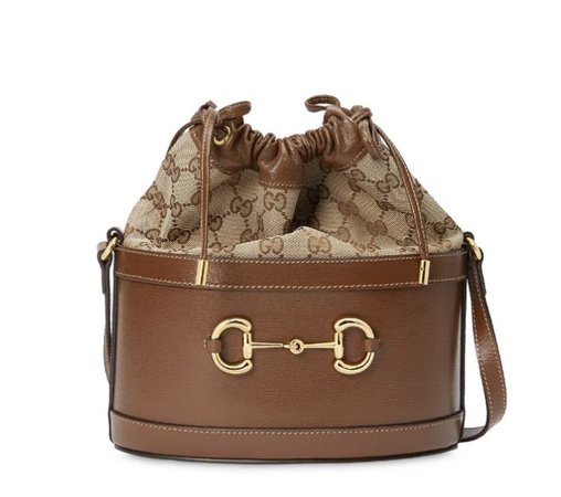 Brown Gucci Print Bucket Bag