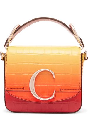 Chloé | Chloé C ombré croc-effect leather shoulder bag | NET-A-PORTER.COM