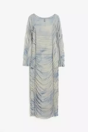 Gathered Bodycon Dress - Light beige/tie-dye - Ladies | H&M US
