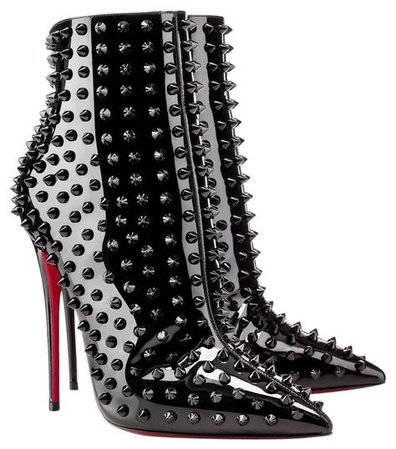 Black Spike/Studded Christian Louboutin Boot Heels