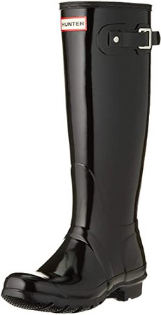 Amazon.com | Hunter Women's Original Tall Rain Boot, Black Gloss, 7 B(M) US | Knee-High