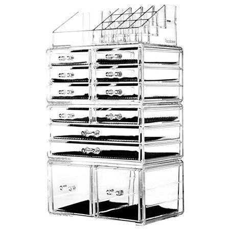 Amazon.com: Readaeer Makeup Cosmetic Organizer Storage Drawers Display Boxes Case with 12 Drawers(Black): Gateway