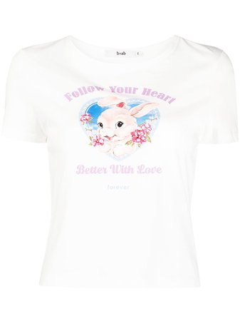 b+ab slogan-print Cotton T-Shirt - Farfetch