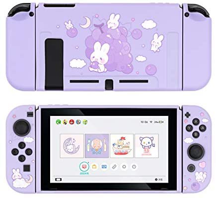 Amazon.com: GeekShare Protective Case for Switch, Soft TPU Slim Case Cover Compatible with Nintendo Switch Console and Joy-Con (Grape Bunny): Video Games