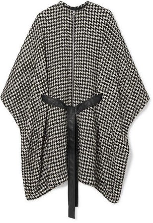 Giro Belted Houndstooth Bouclé Cape - Black