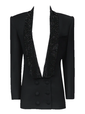 AREA NYC | Crystal Embellished Tuxedo Dress Black (Dei5 edit)