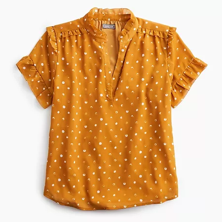 Point Sur short-sleeve ruffle top in painted dot
