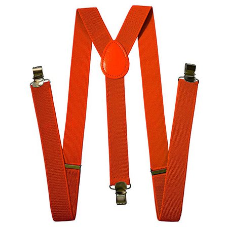 Home & Lounge Suspenders For Men - Adjustable Solid Straight Clip - 5+ Color Option - Great Fit with Mens Outfit (Orange)