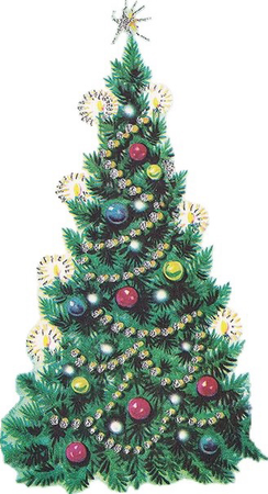 vintage Christmas tree filler illustration collage