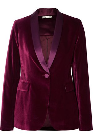 Alice + Olivia | Macey satin-trimmed velvet blazer | NET-A-PORTER.COM
