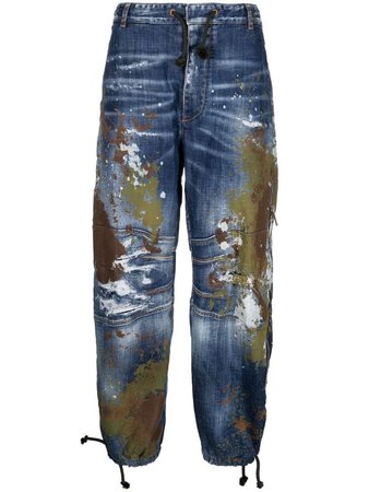 Dsquared2 paint-splatter balloon-leg jeans - FARFETCH