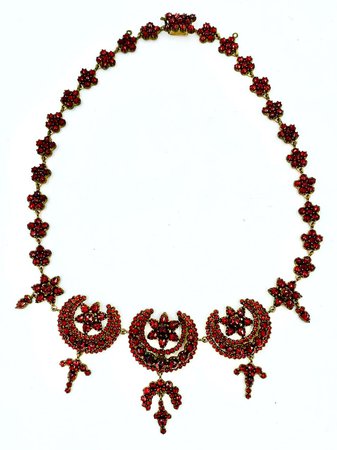 Bohemian Garnet Necklace Bracelet Earrings Star Moon Victorian Museum Quality For Sale at 1stDibs