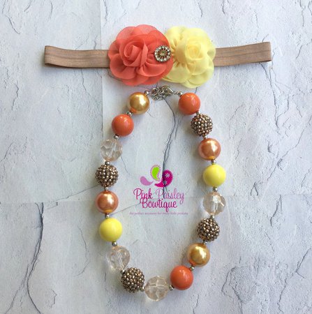 Fall color necklace and headband set Baby Headband & Necklace | Etsy