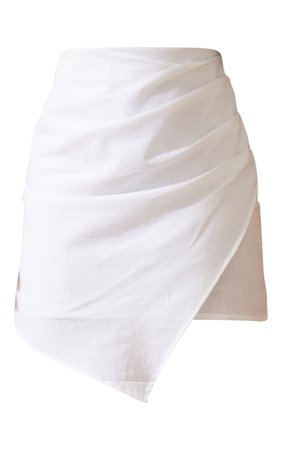 White Pleated Linen Look Mini Skirt | PrettyLittleThing