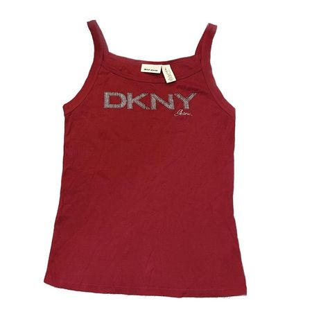 the most y2k DKNY red bedazzled tank top!! #dkny... - Depop
