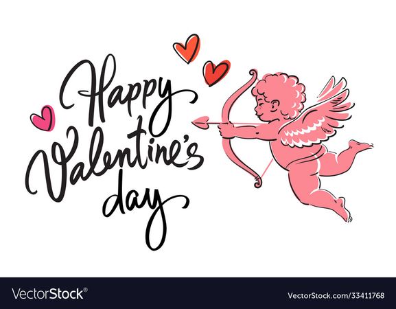 Happy valentines day handwritten text with red Vector Image