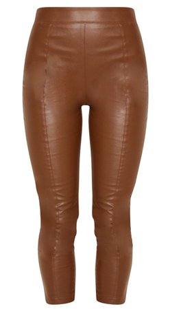 PLT Brown Cropped Leather Trousers