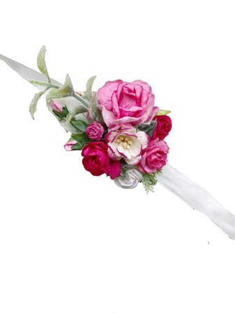 Flower wrist corsage, bridal wrist corsage, fuchsia wrist corsage, rose Bridal bracelet, bridesmaids corsage, rustic wedding, woodland