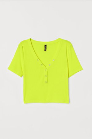 Short Jersey Top - Neon yellow - | H&M US