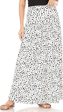 Black Polka Dot Skirts for Women Ankle Length Skirt Casual Long Skirt High Waisted Maxi Skirt Reg and Plus Size Skirt Long Skirt (Size Small, Black Polka Dot) at Amazon Women’s Clothing store