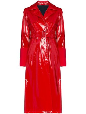 Red Kirin Latex Belted Trench Coat | Farfetch.com