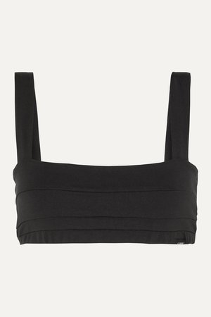 Black Gia set of two pleated stretch-organic cotton soft-cup bras | LÉ BUNS | NET-A-PORTER