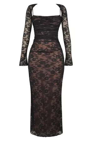 HOUSE OF CB Artemis Long Sleeve Lace Maxi Dress | Nordstrom
