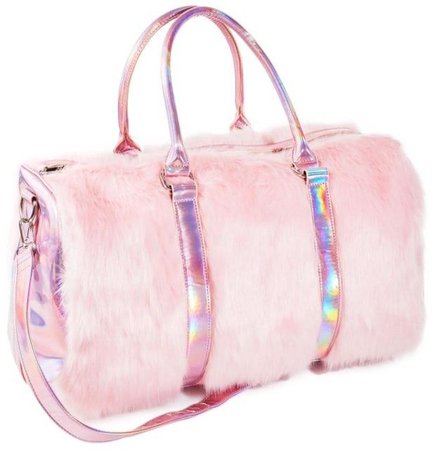 Large Tote Plush Pink Faux Fur Travel Bag