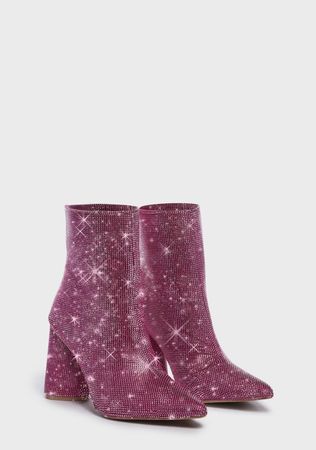 Rhinestone Glitter Ankle Boots - Pink – Dolls Kill