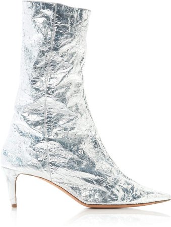 Beau Crinkled Leather Ankle Boots