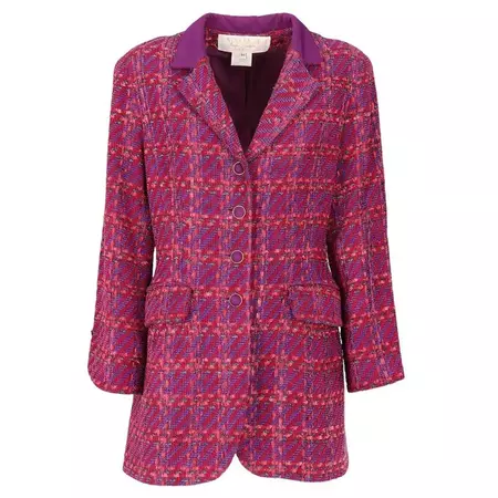 Nina Ricci | Fuchsia and Purple Bouclé Coat | 1stDibs