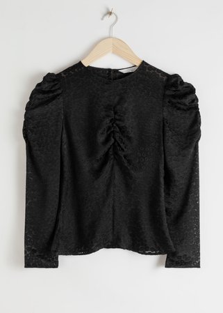Fitted Leopard Jacquard Blouse - Black - Blouses - & Other Stories