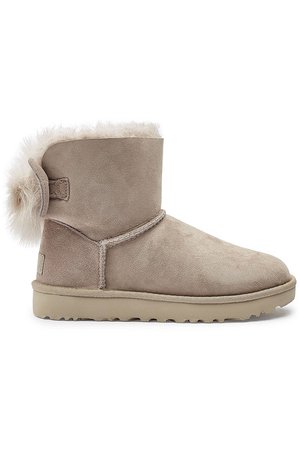UGG - Fluff Bow Mini Suede Boots - grey