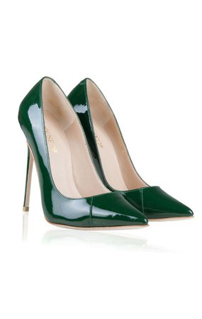 Shoes: 'PARIS' Evergreen Patent Leather Pointy Toe Heels