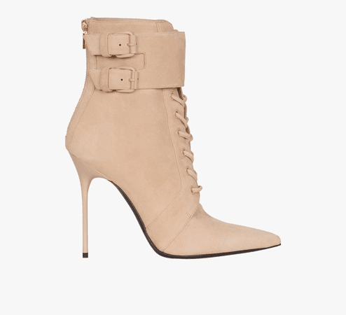 Balmain-Beige suede Uria ankle boots