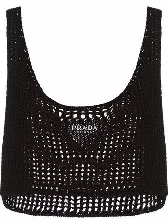 Shop Prada open-knit crop top with Express Delivery - FARFETCH