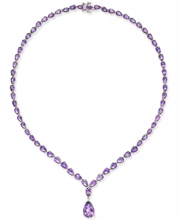 Macy's Amethyst (28 ct. t.w.) Statement Necklace in Sterling Silver
